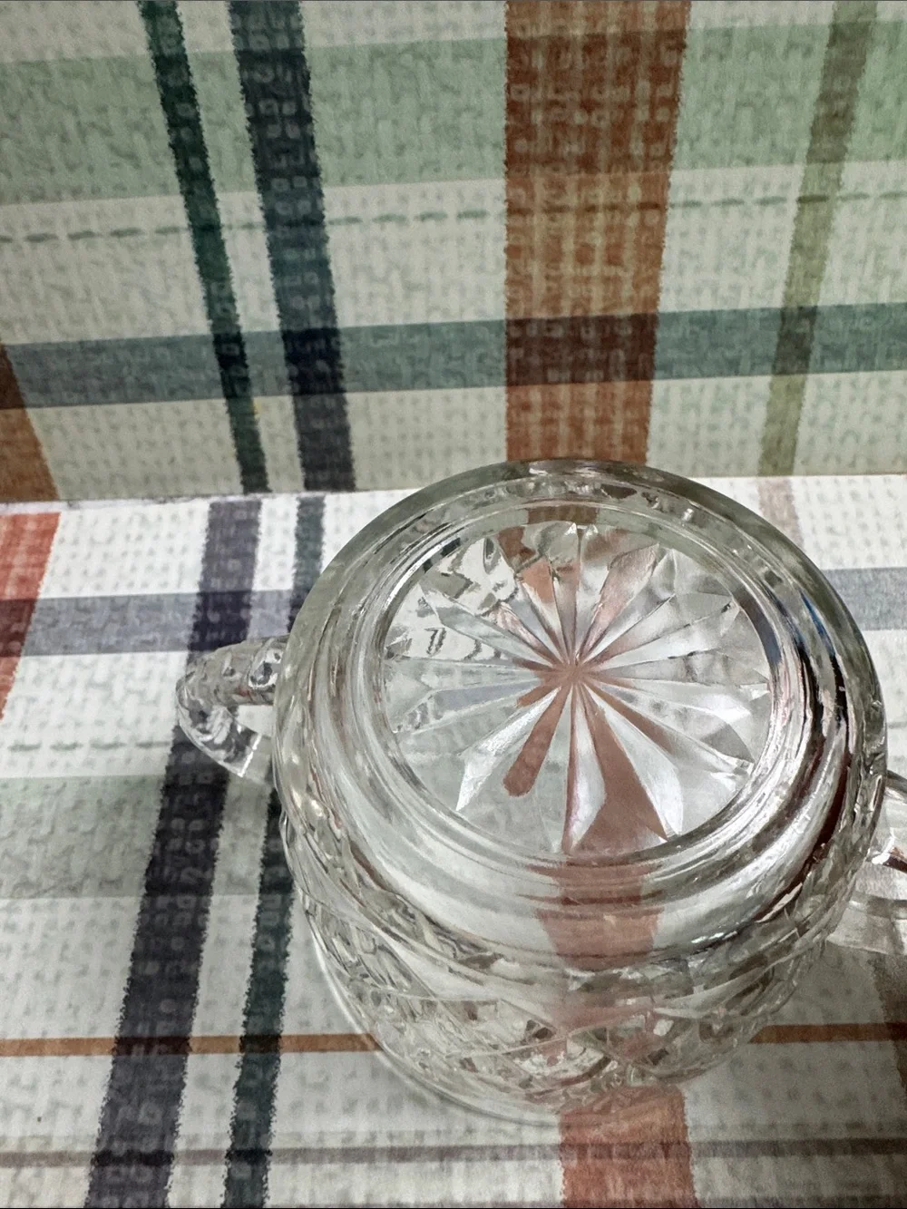 Anchor Hocking Clear Pressed Glass Creamer and Covered Sugar Set